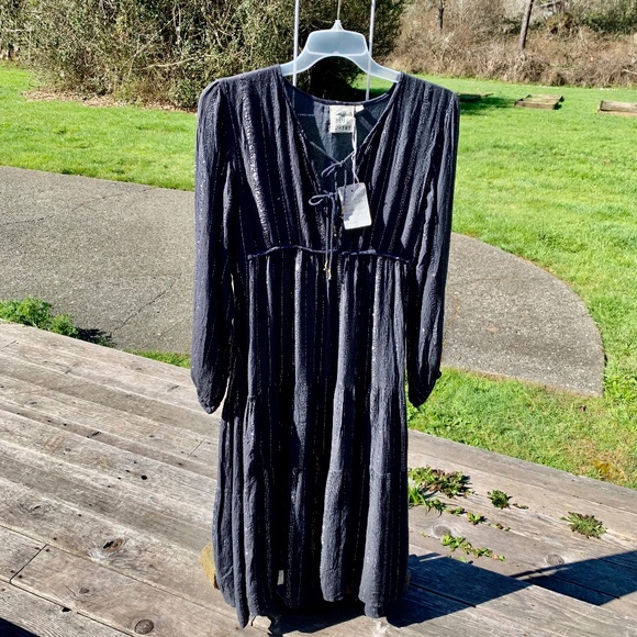 NWT Blue Boheme Maxi Dress Blue/Grey Size Small Medium - Picture 2 of 11